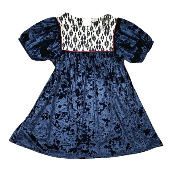 Zara | Blue Velvet Batik Dress (4-5 yrs) 💙 - Picture 1 of 5